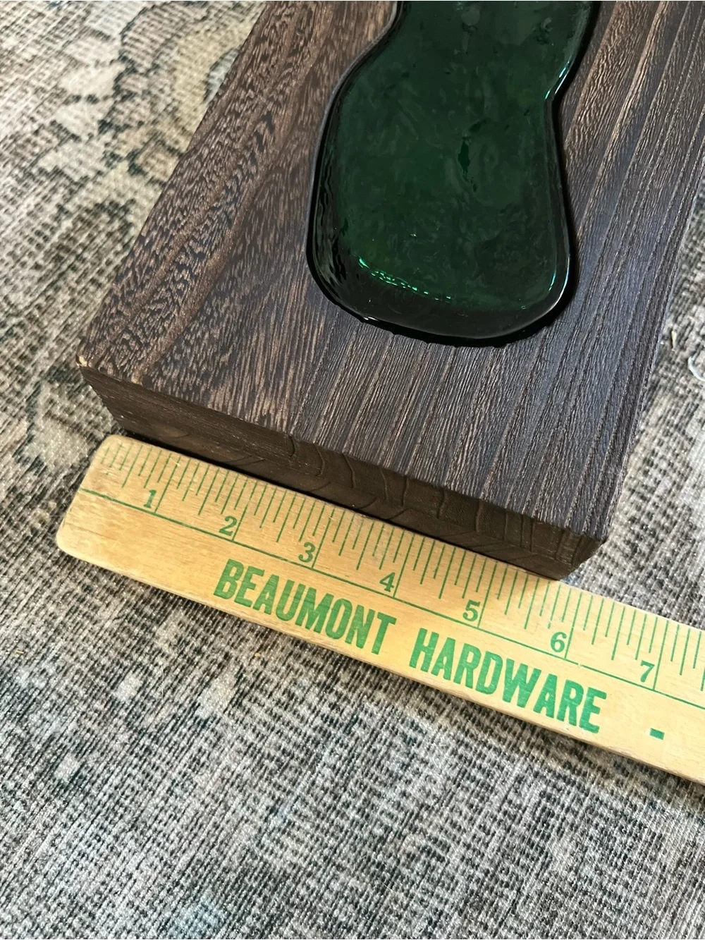 Modern Wooden Bud Vase with Emerald Green Glass Insert | Mid-Century Style Wood